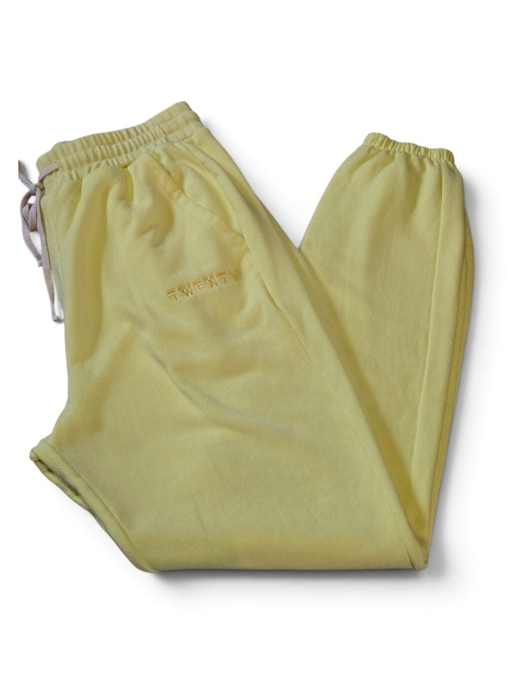 TWENTY MONTREAL Men's Cotton Blend Knit Joggers Medium Butter Yellow